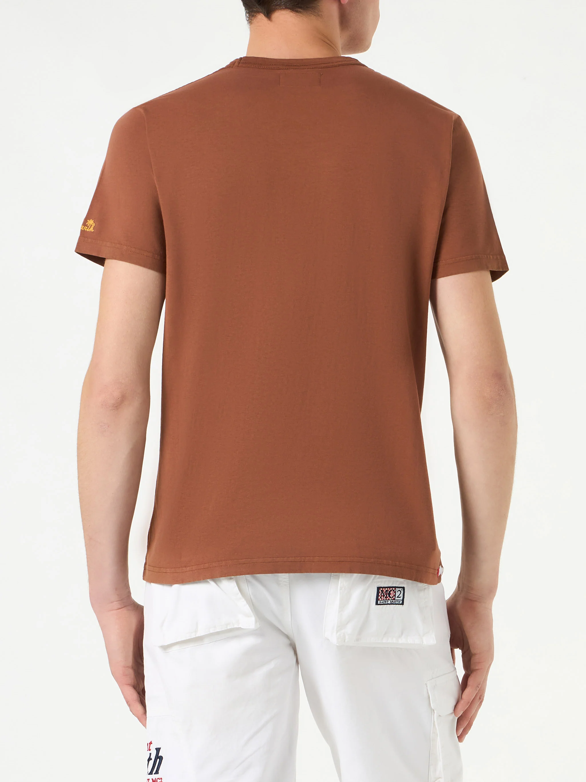Bruin katoenen T-shirt voor heren