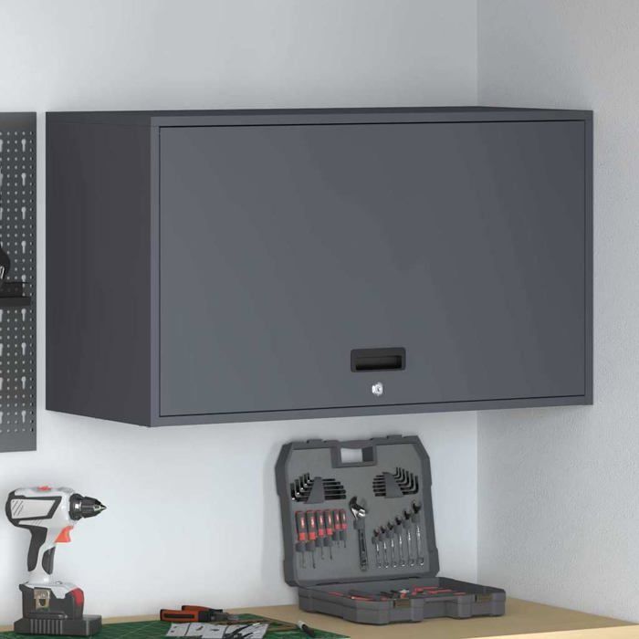 Armadio da garage a parete - vidaXL - Antracite - Acciaio verniciato a polvere - 90x40x53 cm - Montaggio a parete