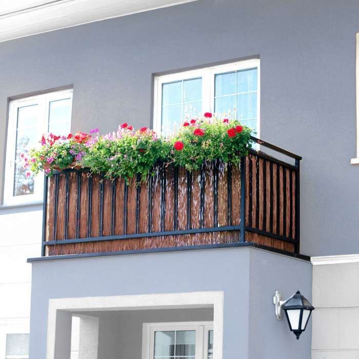 Pantalla de privacidad de mimbre natural BOGATECO 200x500 cm - Pantalla de caña para balcón, jardín y terraza - Privacidad y decoración para exteriores