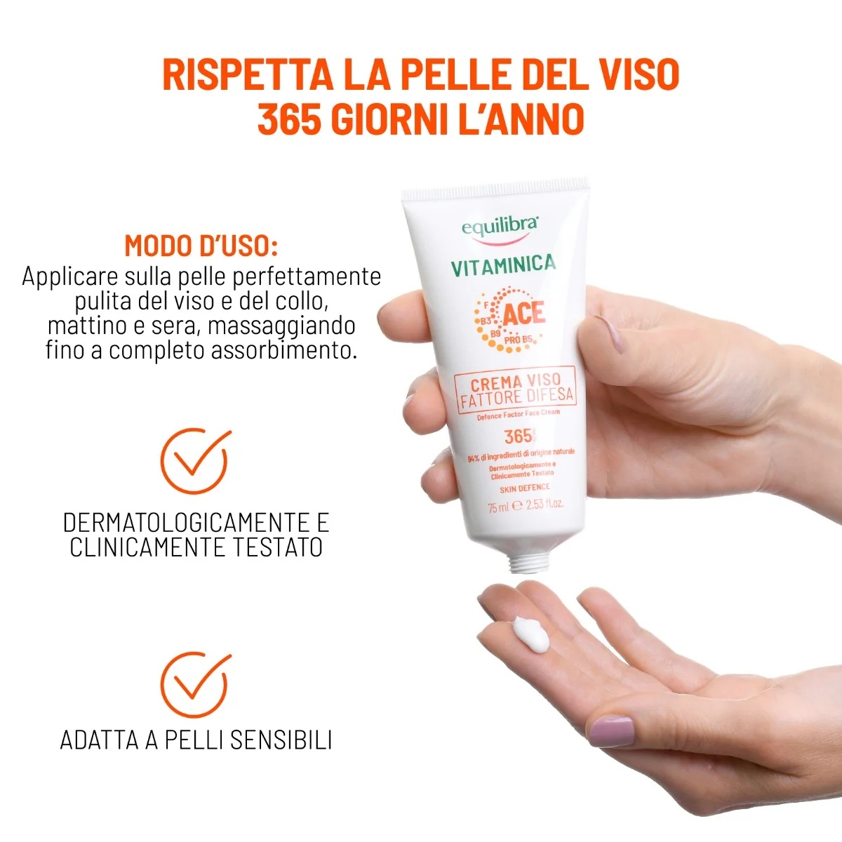 EQUILIBRA Equilibra Crème Visage Vitaminée Facteur de Défense 75 ml Défense de la Peau