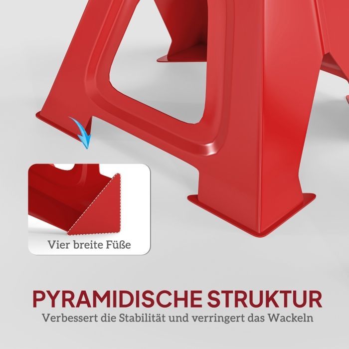 Soportes de gato ajustables de 6 toneladas - 2 piezas - Rojo - Acero - Altura ajustable de 375 a 592 mm - 13 niveles