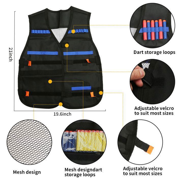 Nerf N-Strike Elite – Tactisch vest voor kinderen met tas + bril + 40 pijltjes – Cadeau voor jongens van 8-14 jaar