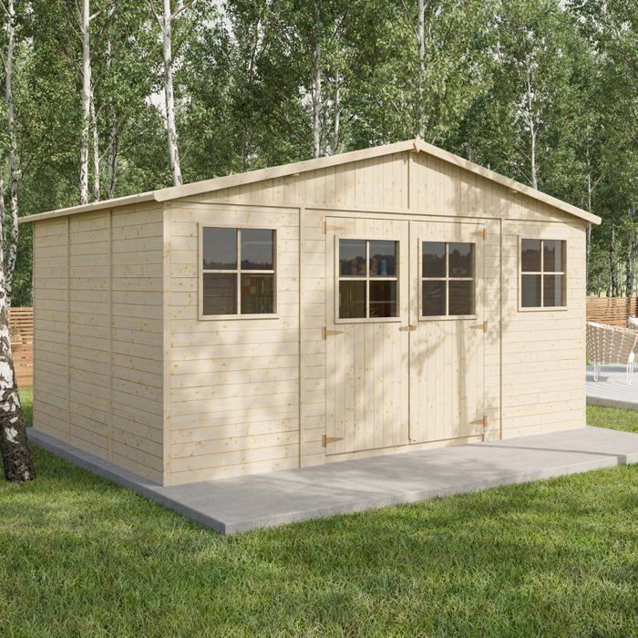 Caseta de jardín - madera sin tratar - 13 m²