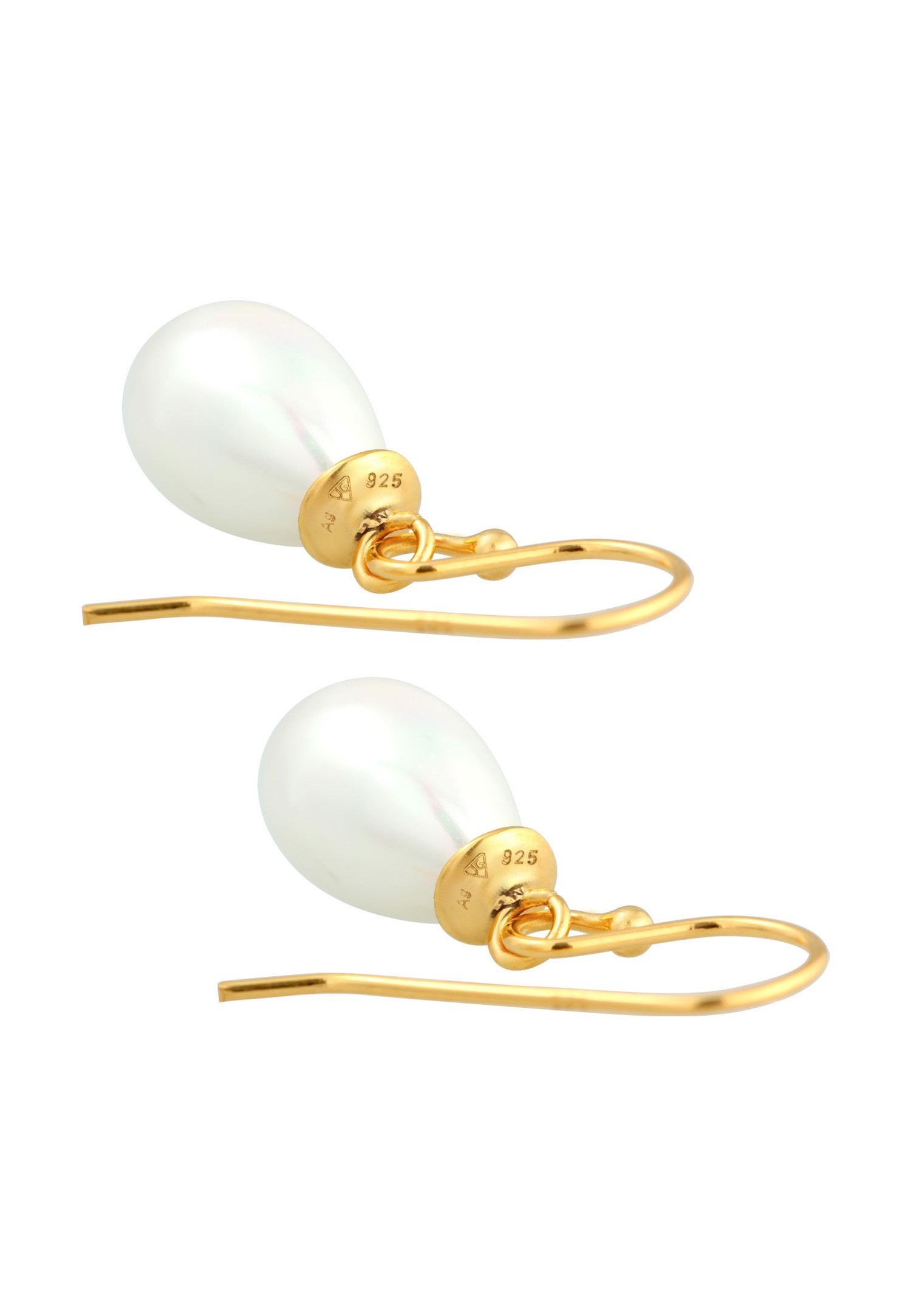 Nenalina Femmes Pendentif d'oreilles Ovale Classique avec perle de coquillage en argent sterling 925