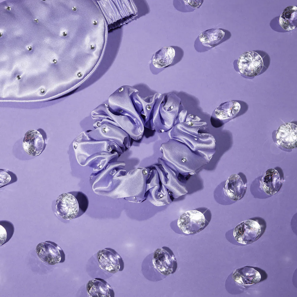 Crystallove Gumka do włosów z Jedwabiu z Kryształkami Lilac