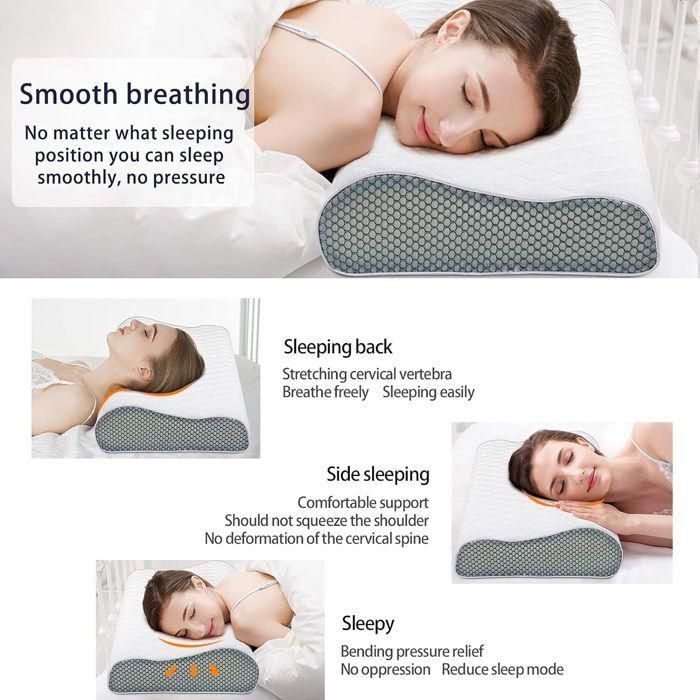 Almohada cervical de espuma viscoelástica, cómodas almohadas ergonómicas en forma de arco, almohada ortopédica para dormir.