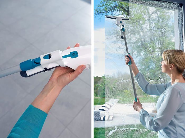 Aspiradora para ventanas y baños Nemo, limpiacristales eléctrico resistente al agua con adaptador Click, sin marcas ni goteos.