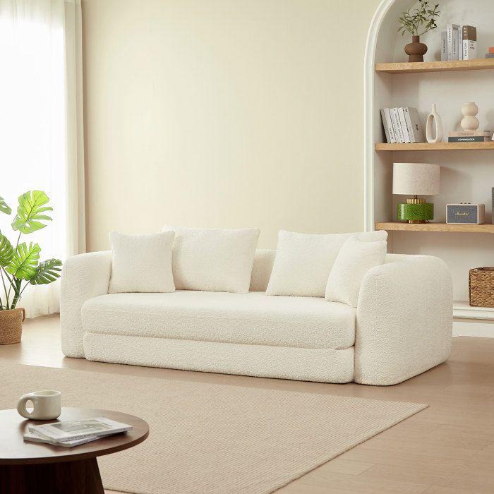 Sofá cama convertible de 3 plazas MORPHEO en tejido bouclé beige