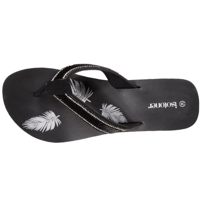 Isotoner Tongs à talon de 4 cm, confortables et légères noir femme