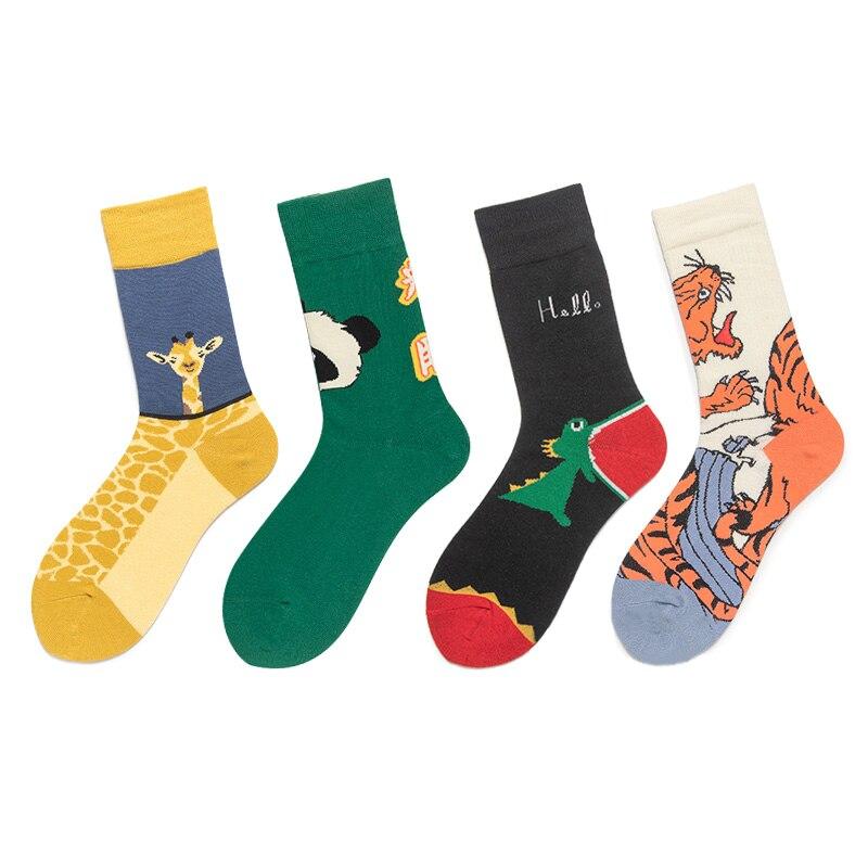 Calcetines de algodón con lindos animales panda para mujer y hombre, calcetines largos de hip hop unisex, calcetines cálidos y divertidos, ropa urbana, calcetines de otoño para hombre