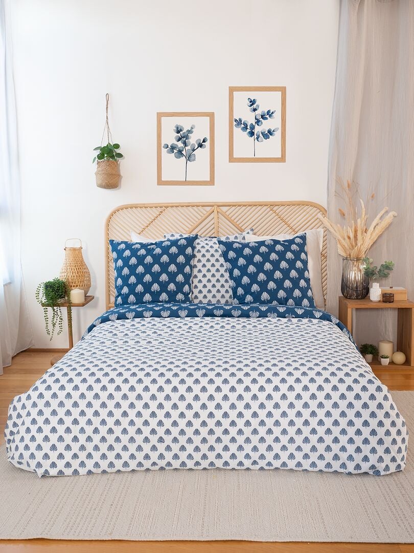 Bedrukte beddenset - tweepersoonsbed - BLAUW
