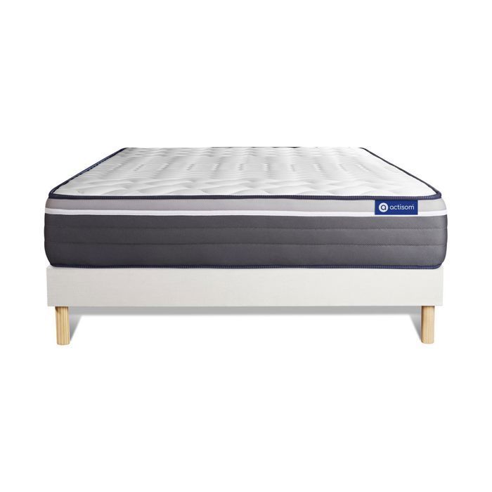 Conjunto de colchão e base de cama 200x200 cm - Base de cama branca (necessita montagem) - Actiflex Plus