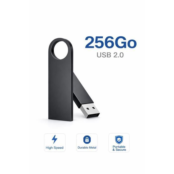 TECHTA  Clé USB 2.0 - NOIR - 256 Go - Stockage Rotation Disque Mémoire Stick