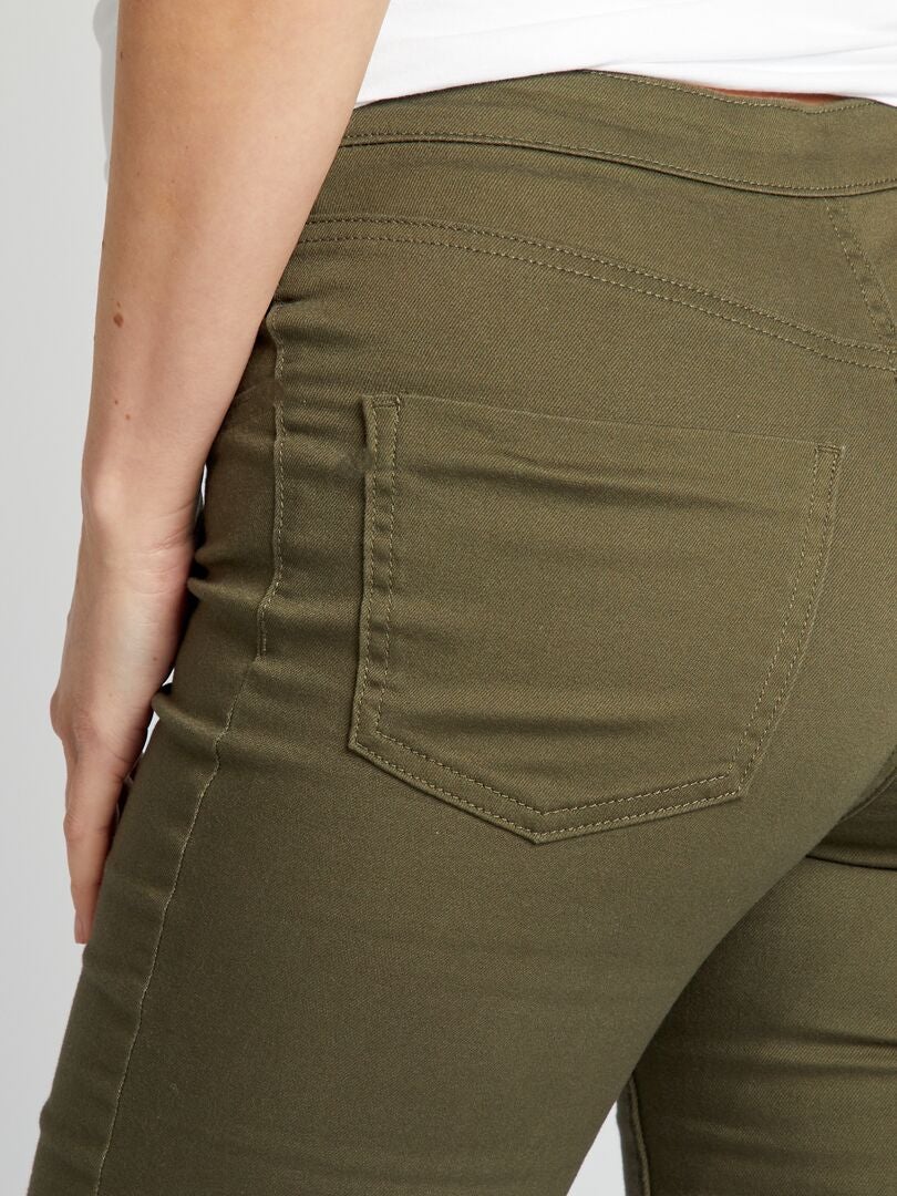Calças de malha elástica tipo jegging - cáqui