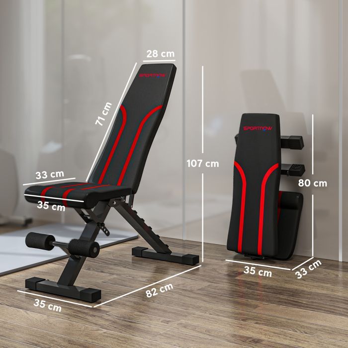 Panca pesi - SPORTNOW - pieghevole e regolabile - sedile e schienale regolabili - allenamento completo - 82x35x42,5-107cm acciaio nero