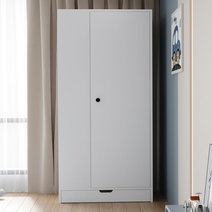 Armoire 70 cm blanche 1 porte avec étagères réglables et grand volume modulable