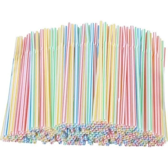 500 pajitas de plástico, colores surtidos, PP apto para uso alimentario, ideales para fiestas y bodas.