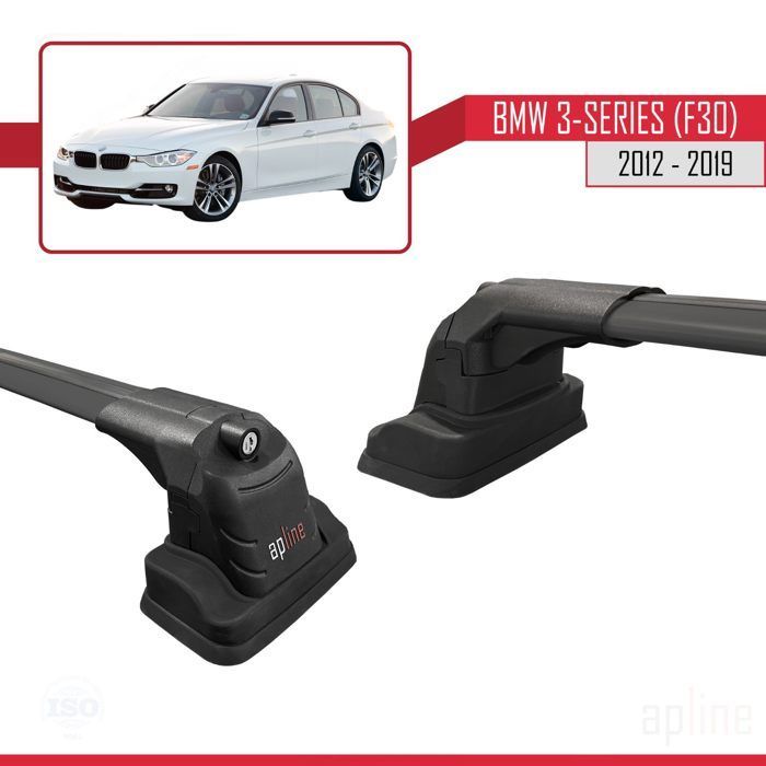 Barras de techo - ACE-3 - Compatibles con BMW Serie 3 (F30) 2012-2019 - Aluminio - Negro - 2 barras