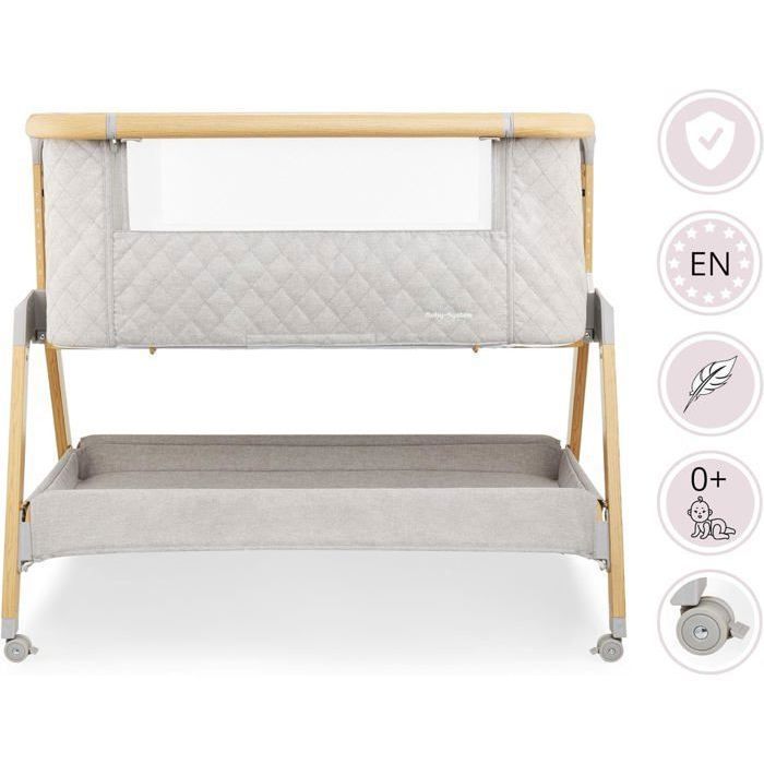 Moby-System Lit Bébé Cododo Dreemy 3 in 1, 9 kg max, Lit Parapluie 7 Niveaux Réglable En Hauteur, 4 Roulettes, Côté Latéral