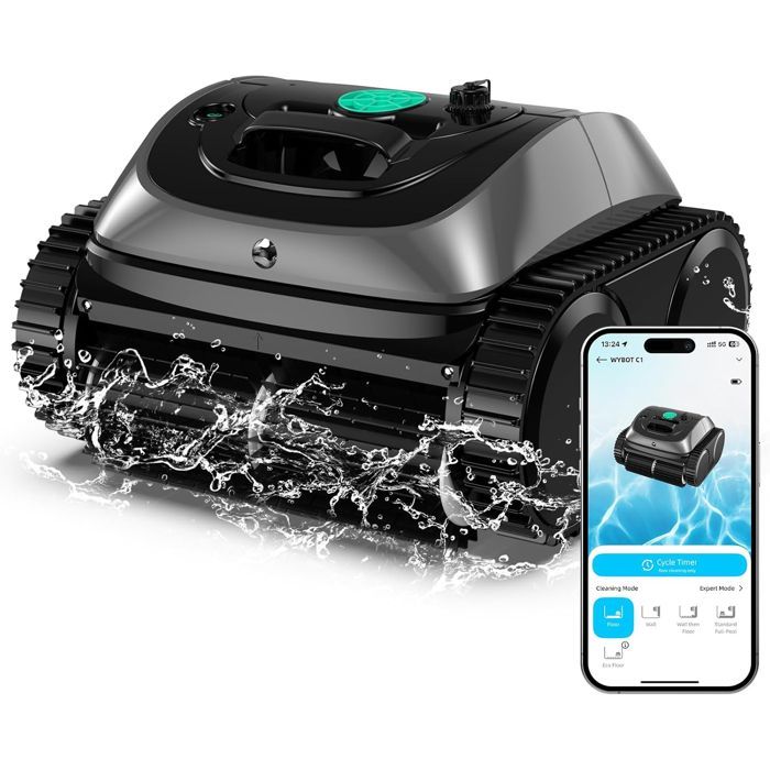 WYBOT OS800, Robot de piscine sans fil performant pour nettoyage automatique complet fond, parois et ligne d'eau