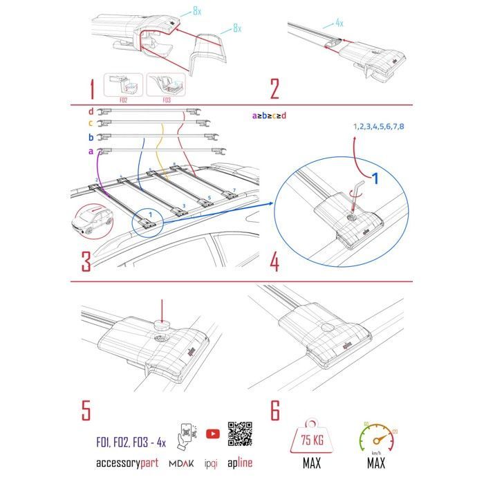 Compatible avec Renault Trafic 3 (X82) 2015-2026 FLY Model Barres de Toit Railing Porte-Bagages de Voiture Gris Aluminium 4 Barres