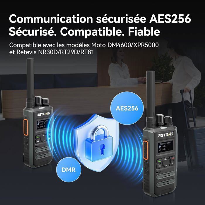 Walkie Talkie Retevis P3 DMR, compatible con Motorola, carga rápida, mini talkie de alta potencia, largo alcance con SMS, pantalla