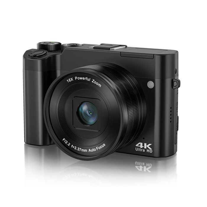 Câmera digital INF 4K com duas lentes, cartão de memória de 32 GB (DC218)