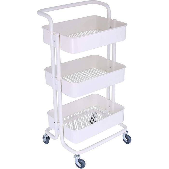 CM67 Chariot de Service Desserte Chariot de Rangement, Cuisine Chariot Table Roulante Étagère avec Paniers et roul458