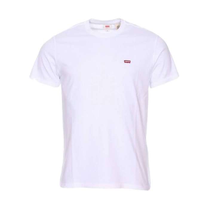 T-shirt blanc en coton uni avec une coupe droite et un col rond