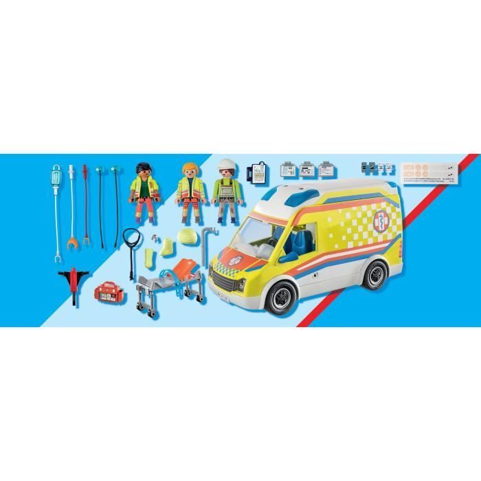 PLAYMOBIL 71202 Ambulancia con efectos de luz y sonido, Equipo de Rescate de Acción Urbana