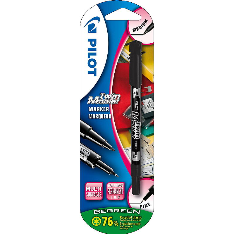 Pilot Marker Pen Twin Marker Schwarz