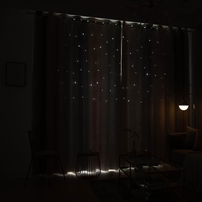 Cortinas opacas - Degradado de estrellas huecas - 100x250cm - Gris - 1 panel - Para interiores