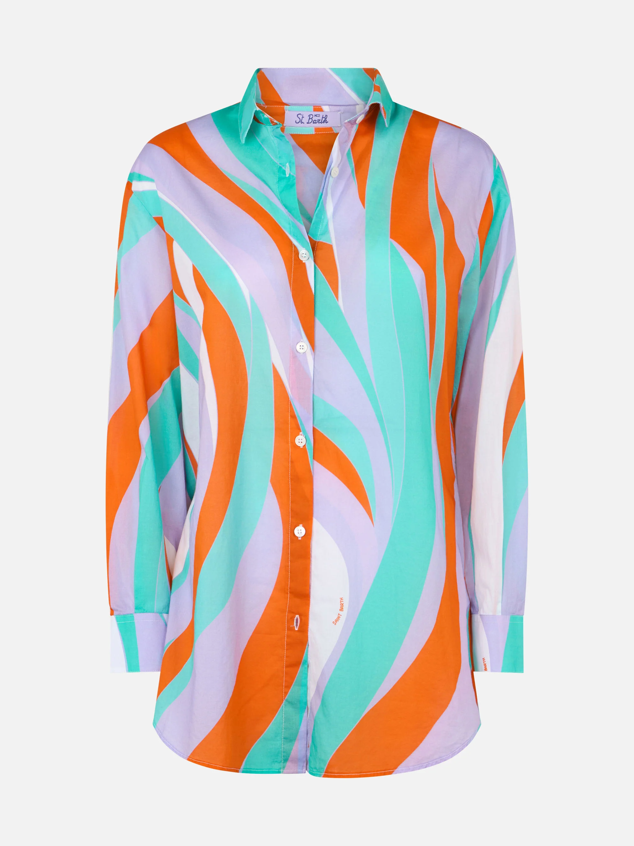 Damesblouse Brigitte van katoen met golfprint