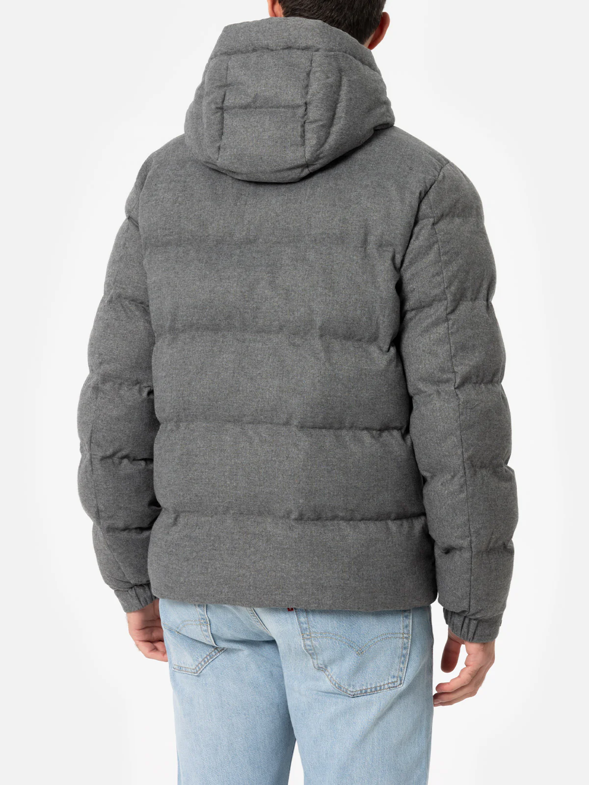 Doudoune à capuche en flanelle grise chinée Maier pour homme