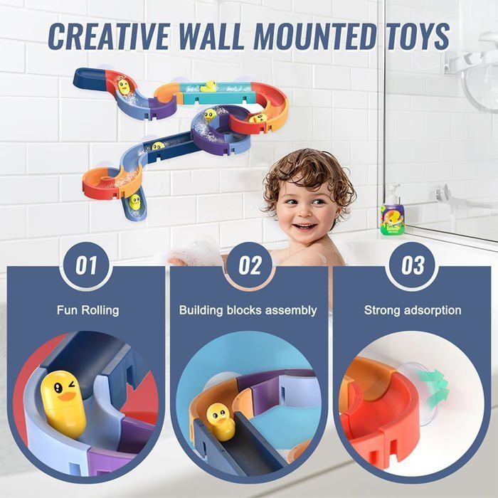 Juego de 34 juguetes de baño, juguetes de baño, juguetes de baño para niños, juegos de baño para niños y niñas de 3 a 7 años, juguetes de ducha para colgar en la pared
