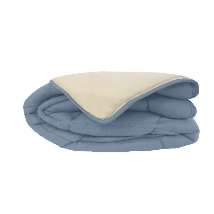 CALGARY - Couette Chaude Microfibre 400gr/m² - Pétrole & Mastic - 140 x 200 cm