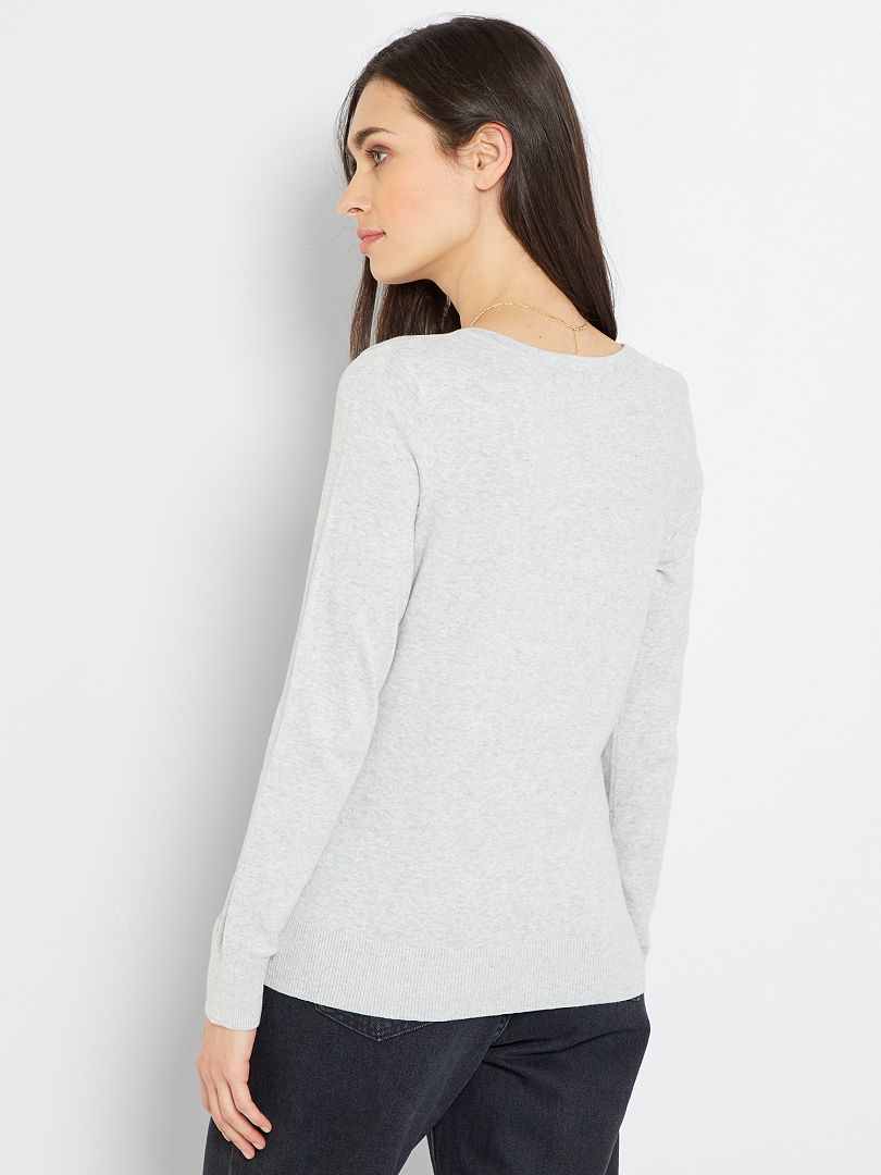 Gebreid vest met knoopsluiting - GRIJS