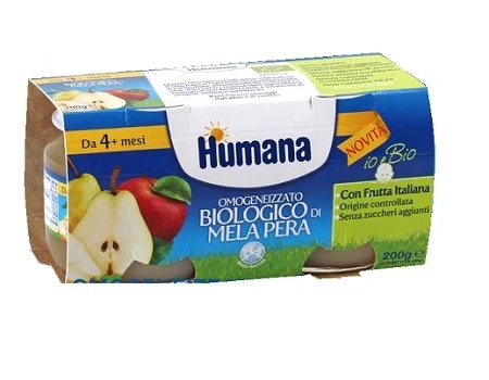 HUMANA Humana Biologische appel-peer gehomogeniseerde babyvoeding 2x100 g