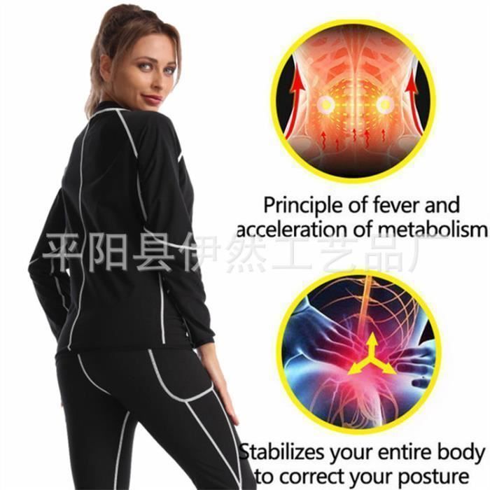 Femme Zippé de Sudation Manches Longues Élasthanne Ventre Plat Minceur pour Perdre du Poids Sport Amincissant Sauna Veste