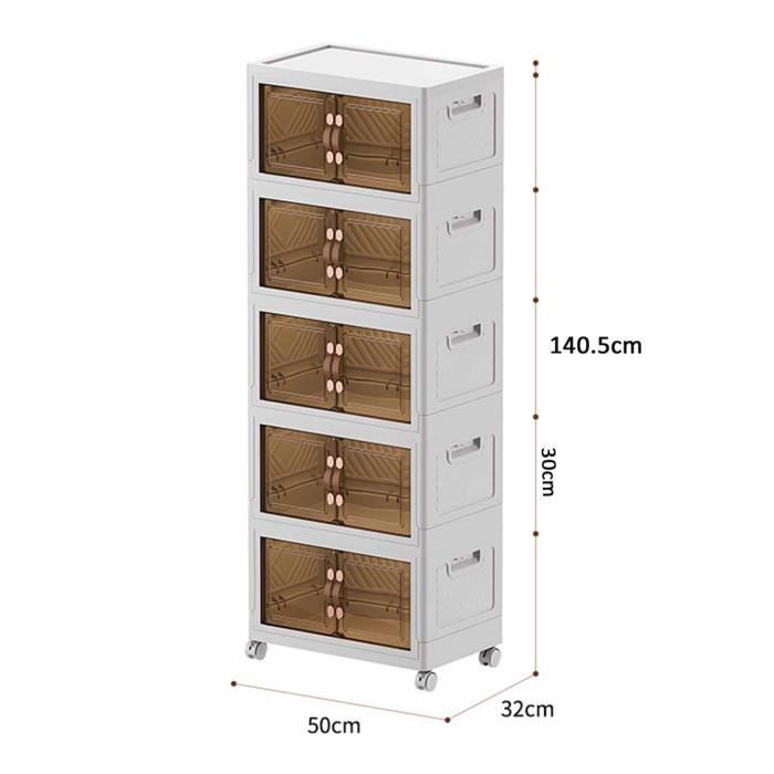 5 opvouwbare plastic opbergdozen voor badkamer, keuken, slaapkamer, woonkamer, kleding, speelgoed en boeken.