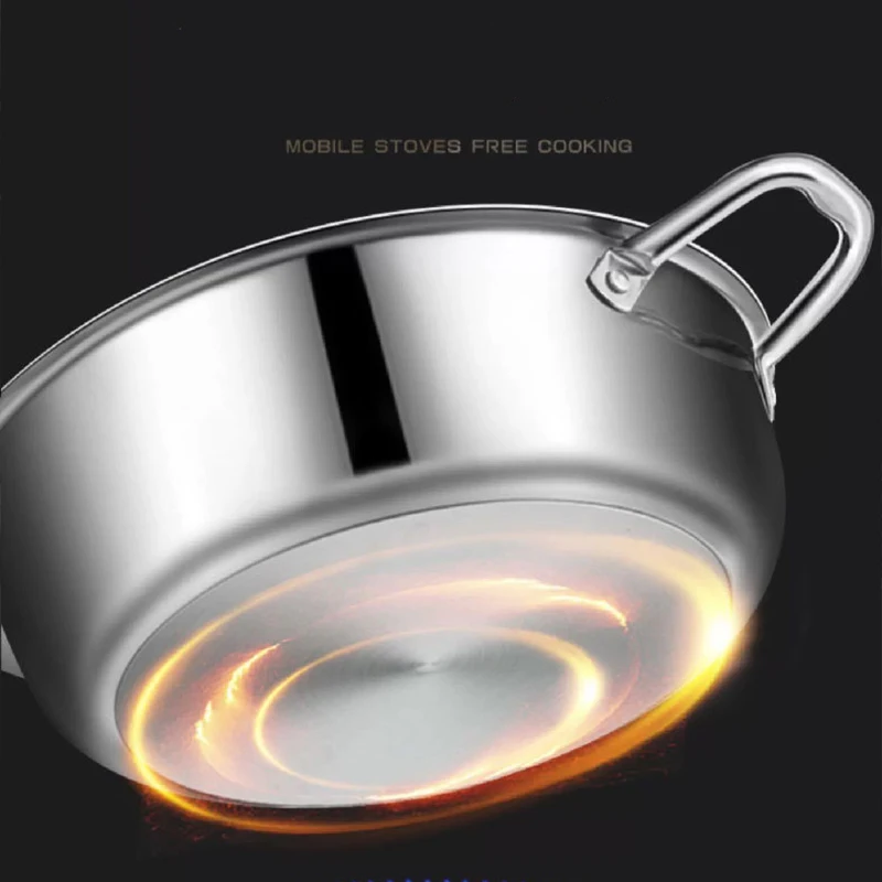 Poêle à soupe wok en acier inoxydable 410, fond alvéolé, antiadhésive, compatible induction et gaz, 28/30 cm