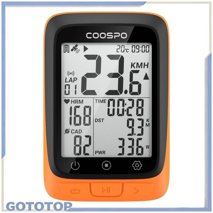 GOTOTOP Ciclocomputador Coospo, Ciclocomputador GPS inalámbrico Coospo, Velocímetro y Medidor de actividad, Decoración naranja