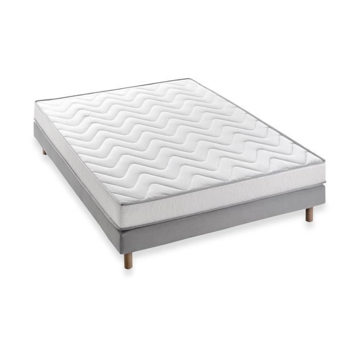 Conjunto de colchón DEKO DREAM Memoflex de 140 x 190 cm + base de láminas - 5 zonas y espuma viscoelástica - 16 cm