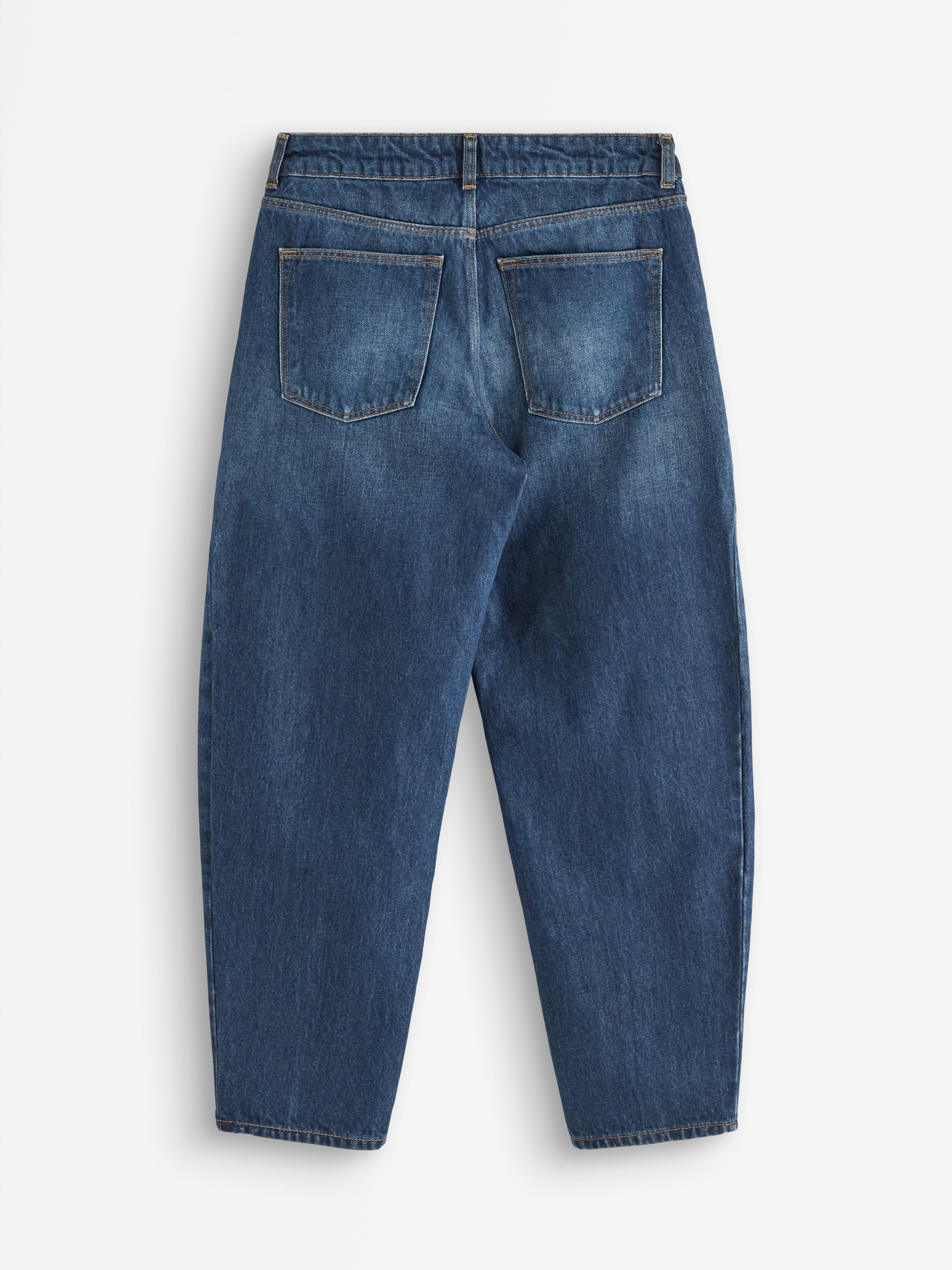 BARREL ankellange jeans Mørk denim