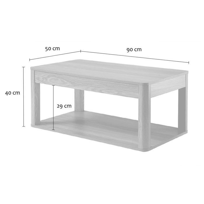 CALICOSY - Table basse avec 2 plateaux rectangulaires effet bois L90 cm - CELIA - Bois clair