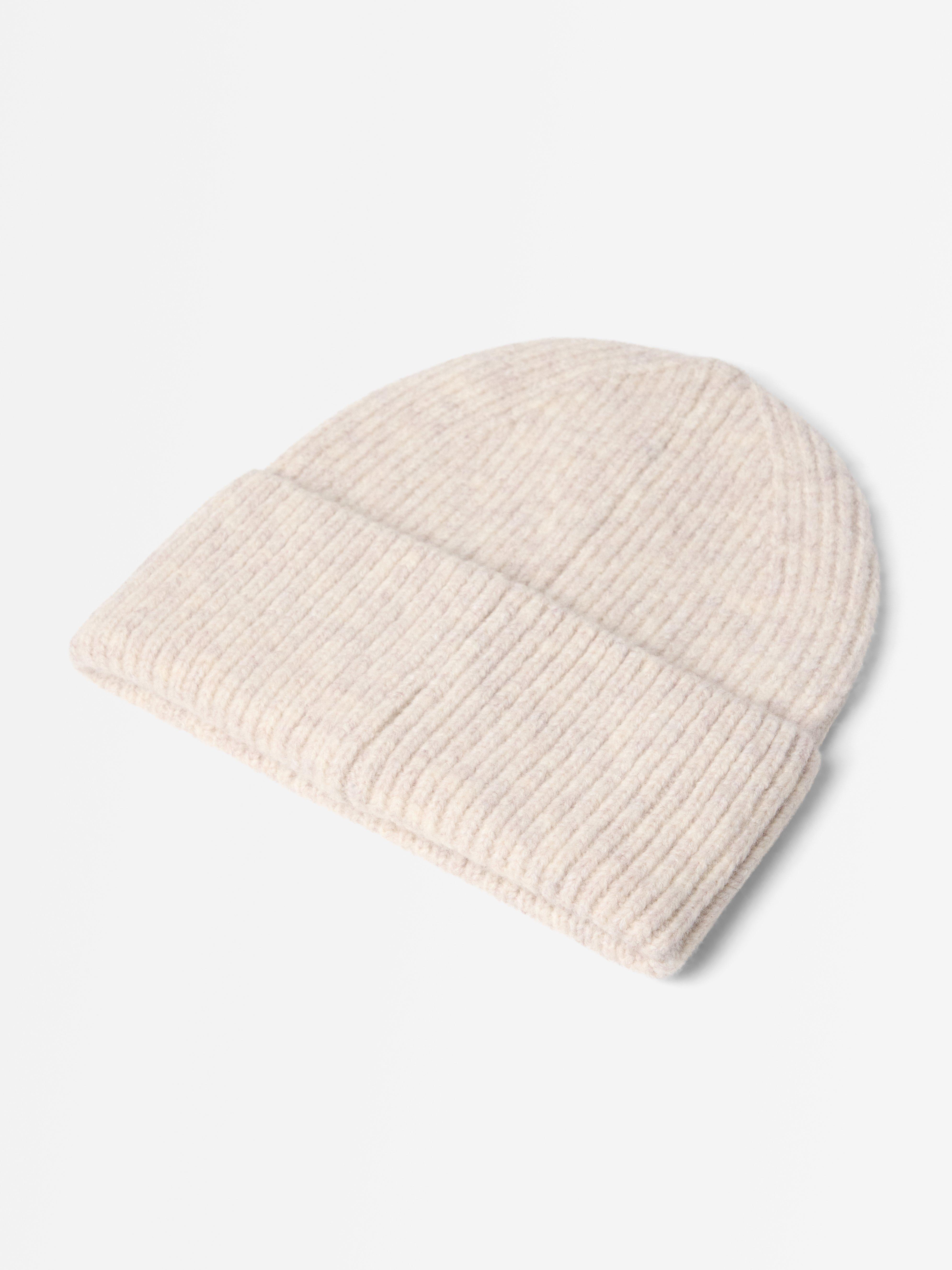 Bonnet tricoté beige clair chiné