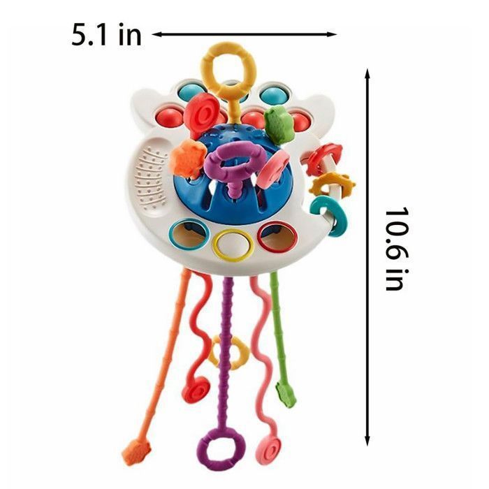 3-teiliges Montessori-Sinnesspielzeug, Oktopus-Ziehspielzeug, 6 strukturierte Schnüre – Sinnesspielzeug für Babys ab 18 Monaten