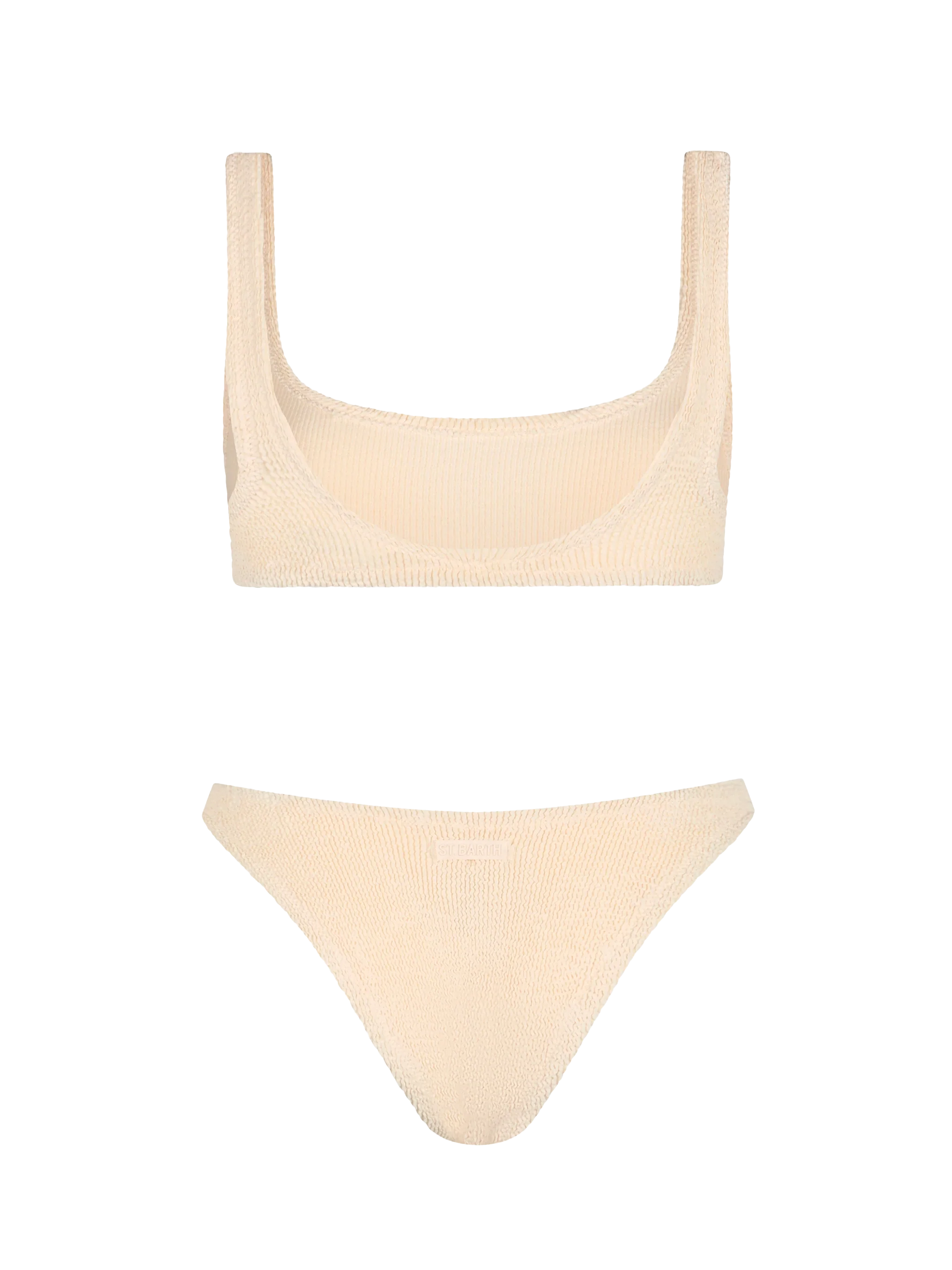 Klassieke beige bralette bikini met kreukels voor dames