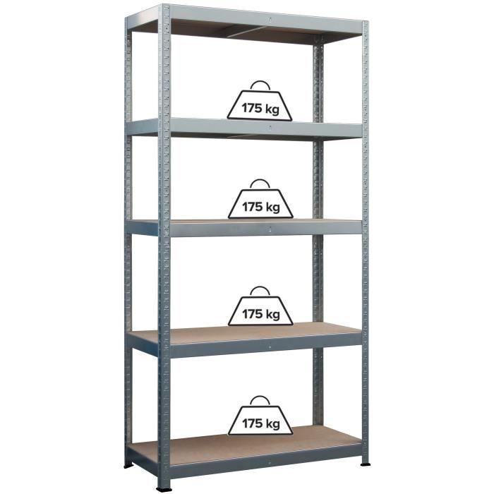 Robuust stellingsysteem met 5 schappen - B90 x D40 x H180 cm - 175 kg per schap