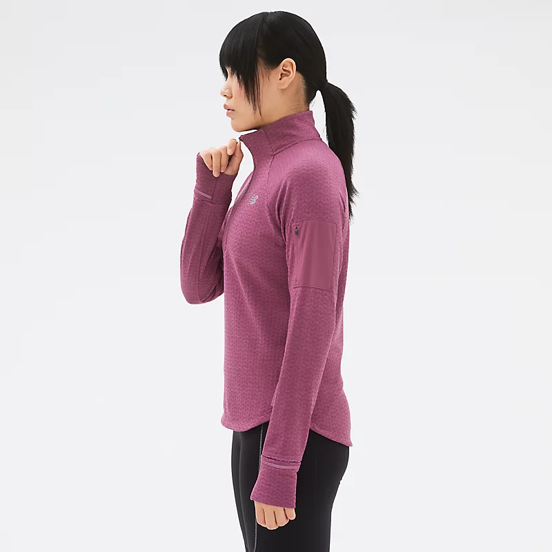 Sudadera Damska bluza NB Heat Grid Half Zip - Raisin Heather
